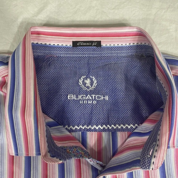Bugatchi Mens Multicolor Striped Long Sleeve Button Up Shirt Size XXL - Picture 5 of 11